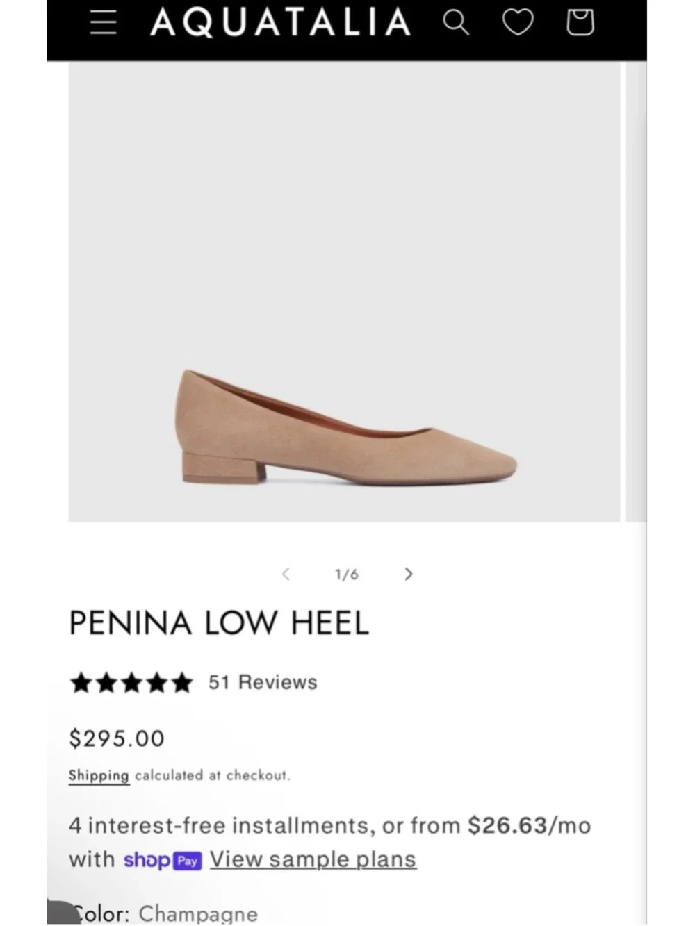 New Aquatalia Penina Low Heel Flats in Champagne Suede 9 $